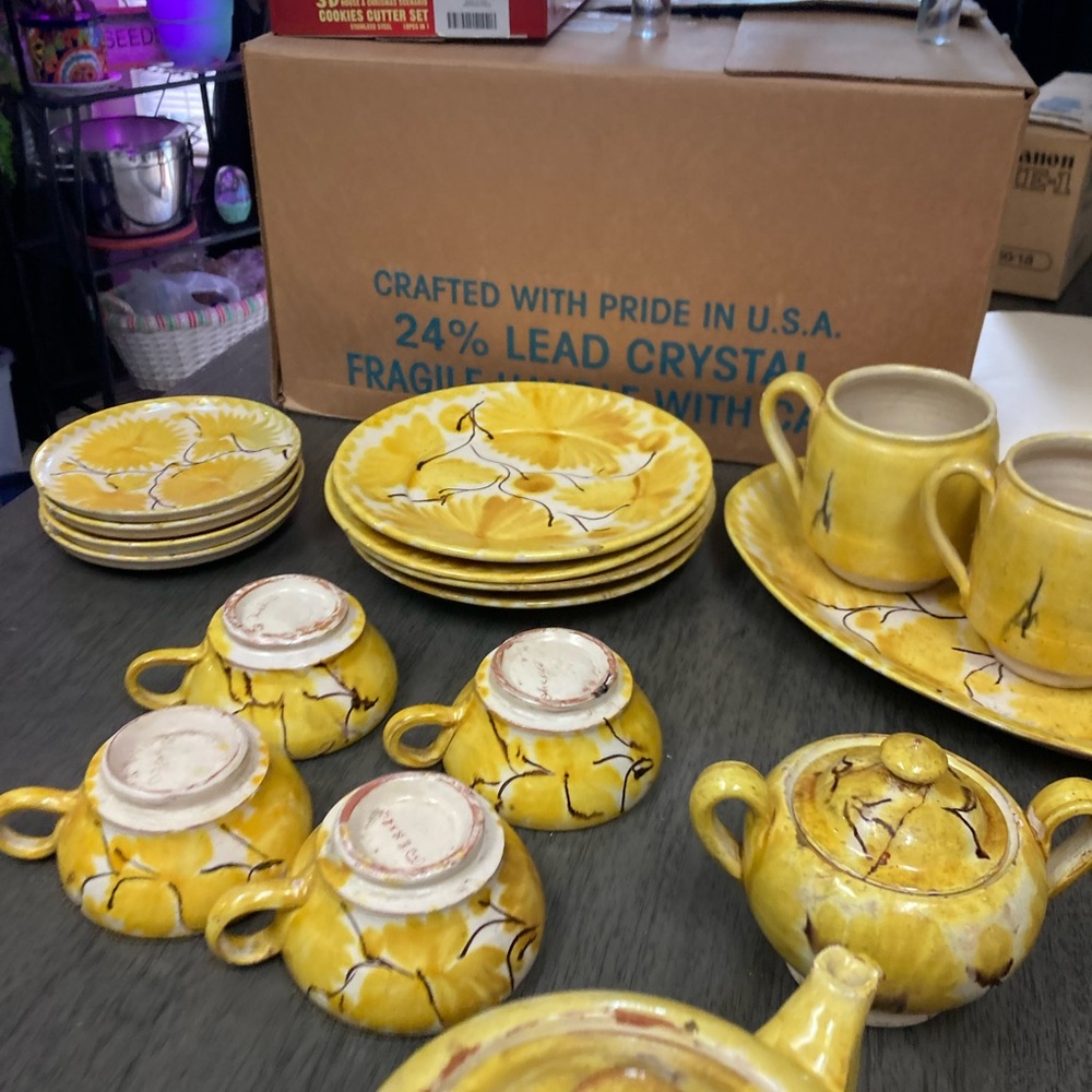 Yellow Ceramic Tea Set - Picture 2 of 6
